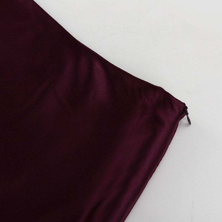 Satin Stitching Mesh Double-layer Sheath Skirt with Elegant Design