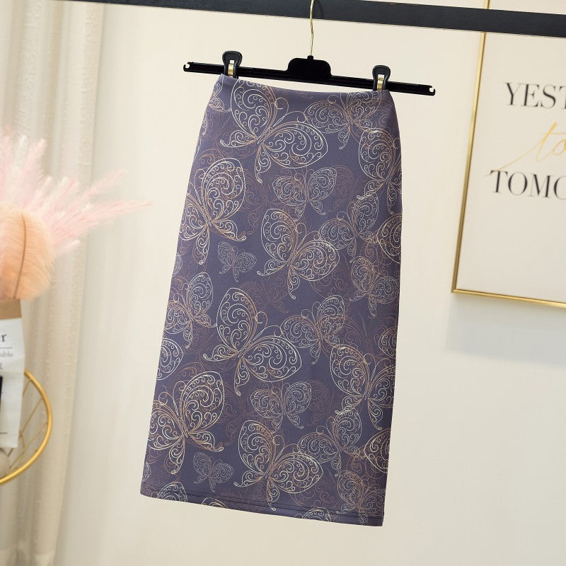 Pencil Skirt with Elegant Printed Design for a Chic Look