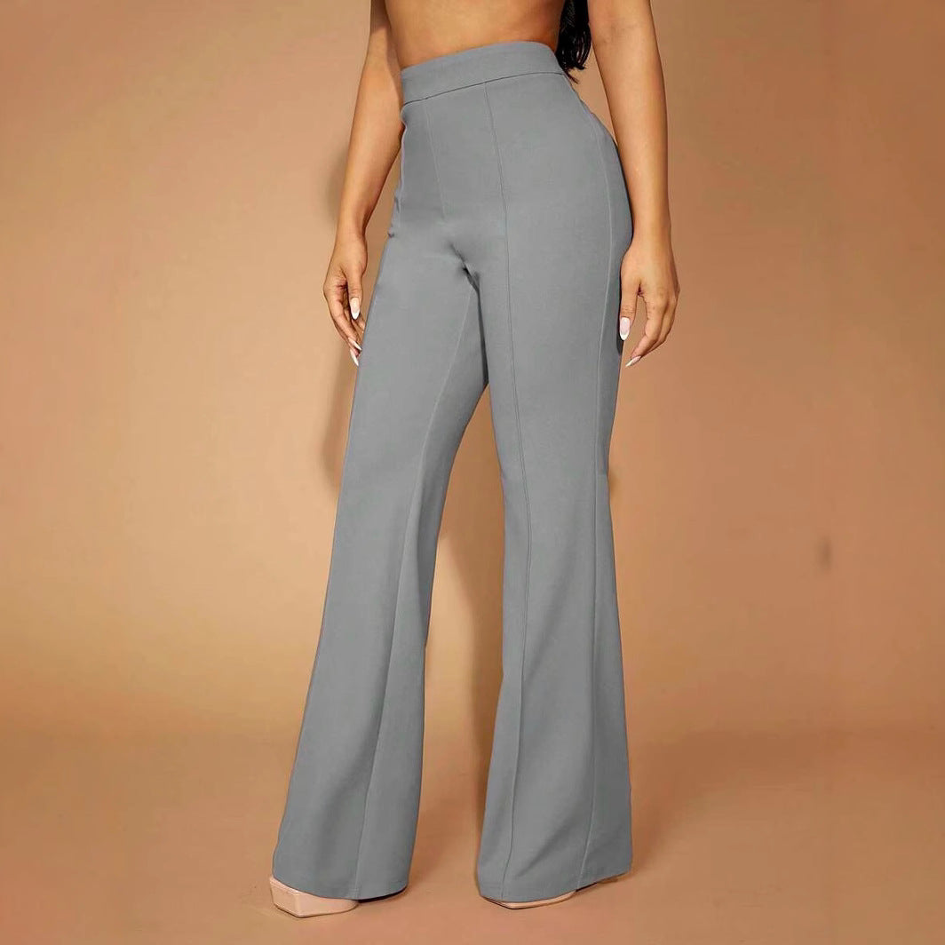 High Waist Casual Business Trousers with Pocket Design