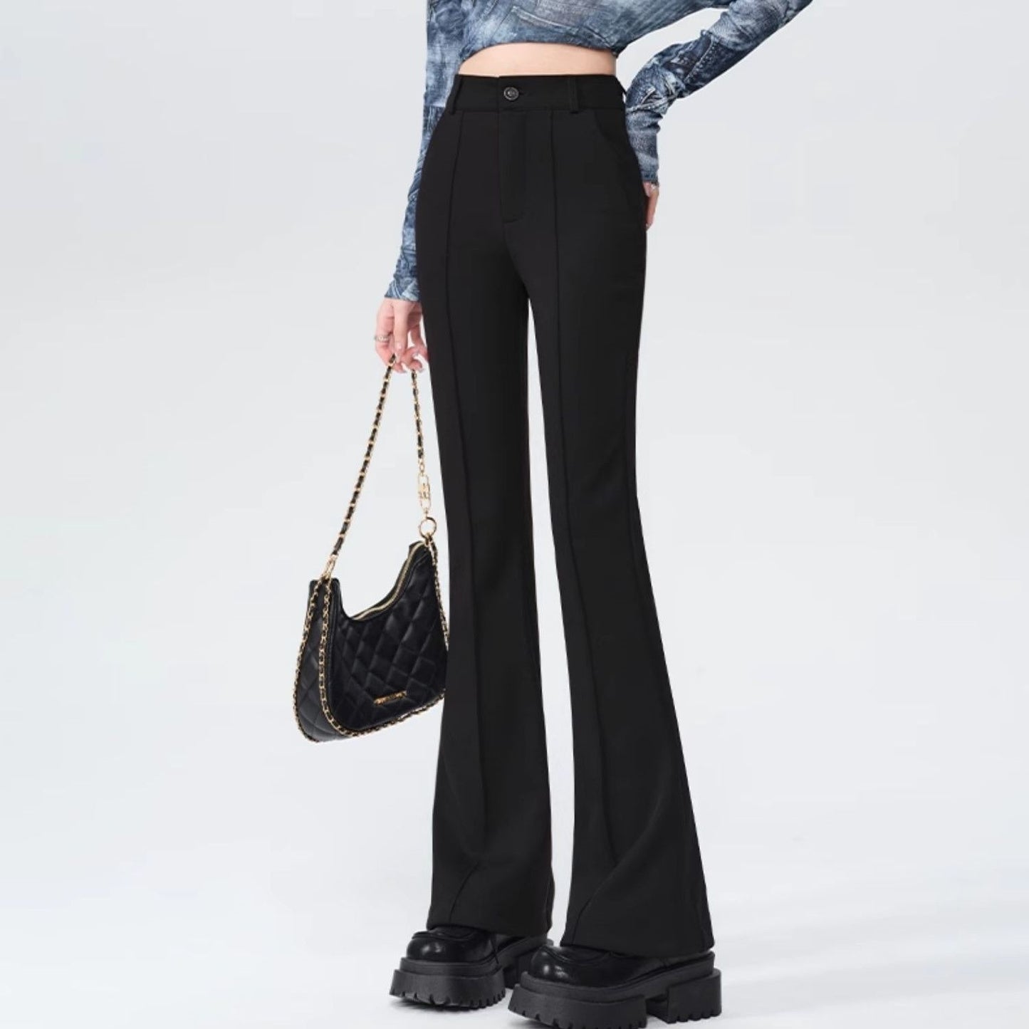 High Waist Anti-Wrinkle Slimming Flared Pants for Effortless Style