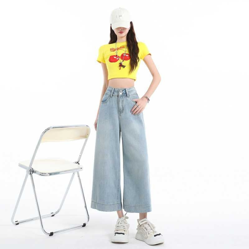 Wide-leg Jeans with Cool Feeling Tencel Lyocell Fabric