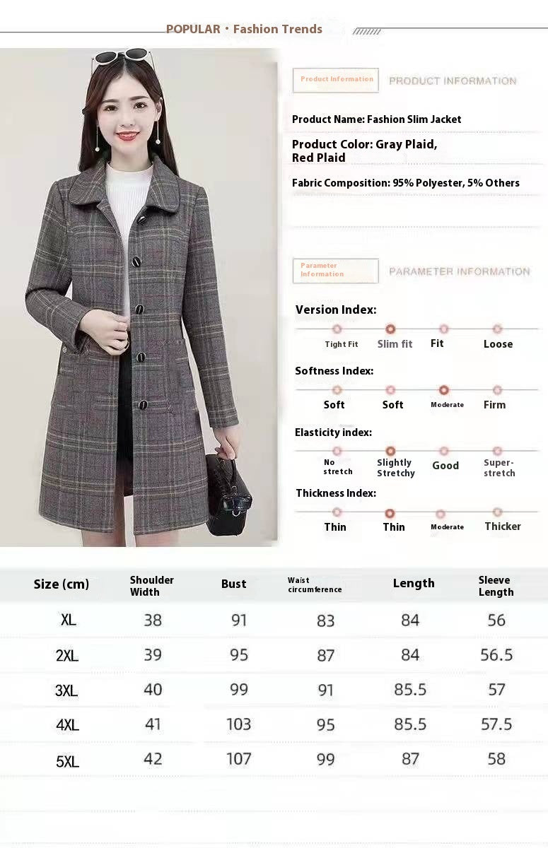 Plaid Woolen Coat with Casual Japanese Style for Autumn Wear