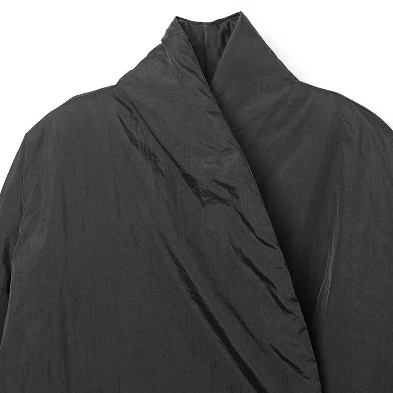 Double-breasted Kimono Coat with Casual Style and Lace-up Details