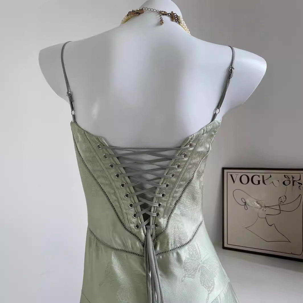 Floral Embroidered Maxi Skirt with Luxurious Camisole and Slimming Fit