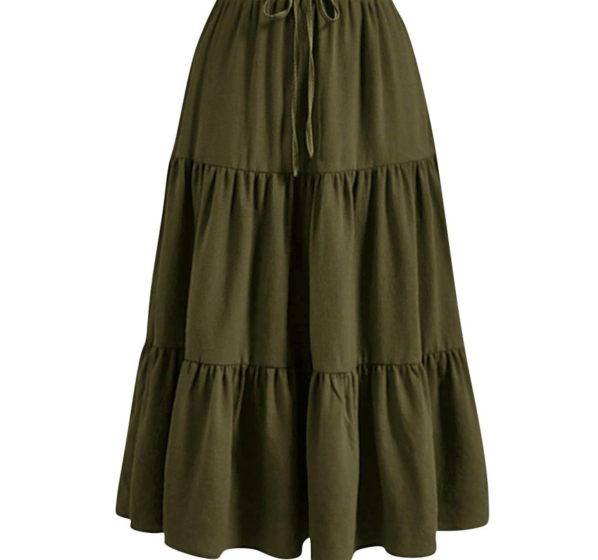 Ruffle Pocket Skirt with Solid Color Stitching for Stylish Outfits