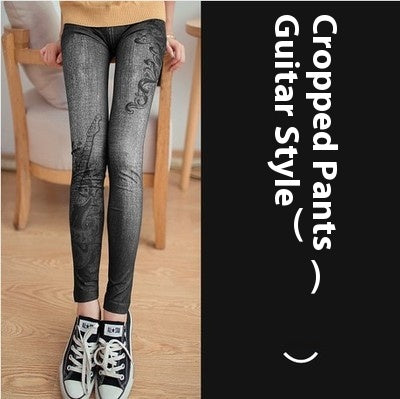 Leggings Stretch Slim-fit with 3D Pattern Design and Medium Elasticity