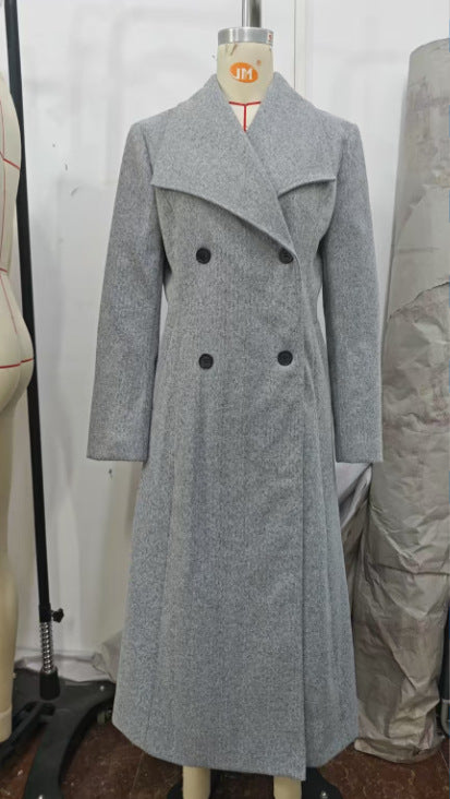 Woolen Long Slim-fit Coat with Casual Japanese and Korean Style