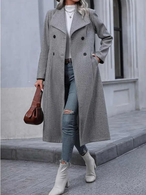 Woolen Long Slim-fit Coat with Casual Japanese and Korean Style