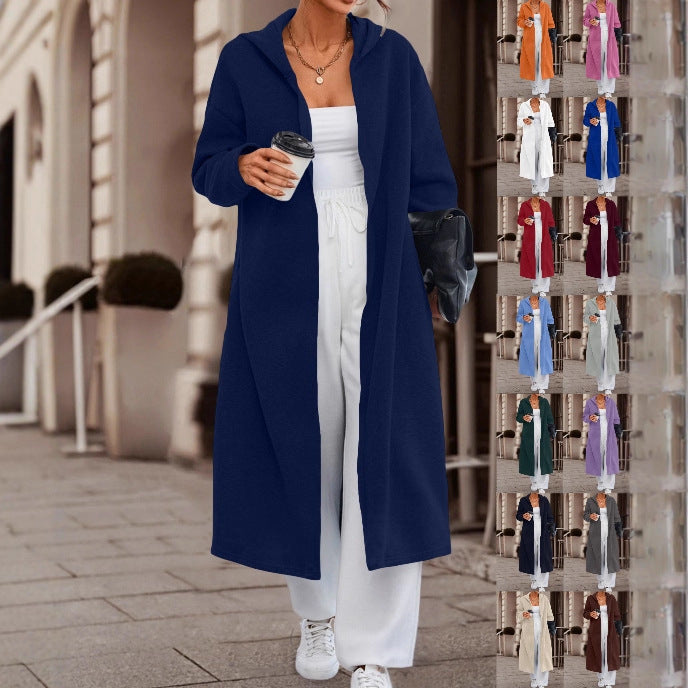 Long Cardigan Jacket with Versatile Colors and Cozy Fabric