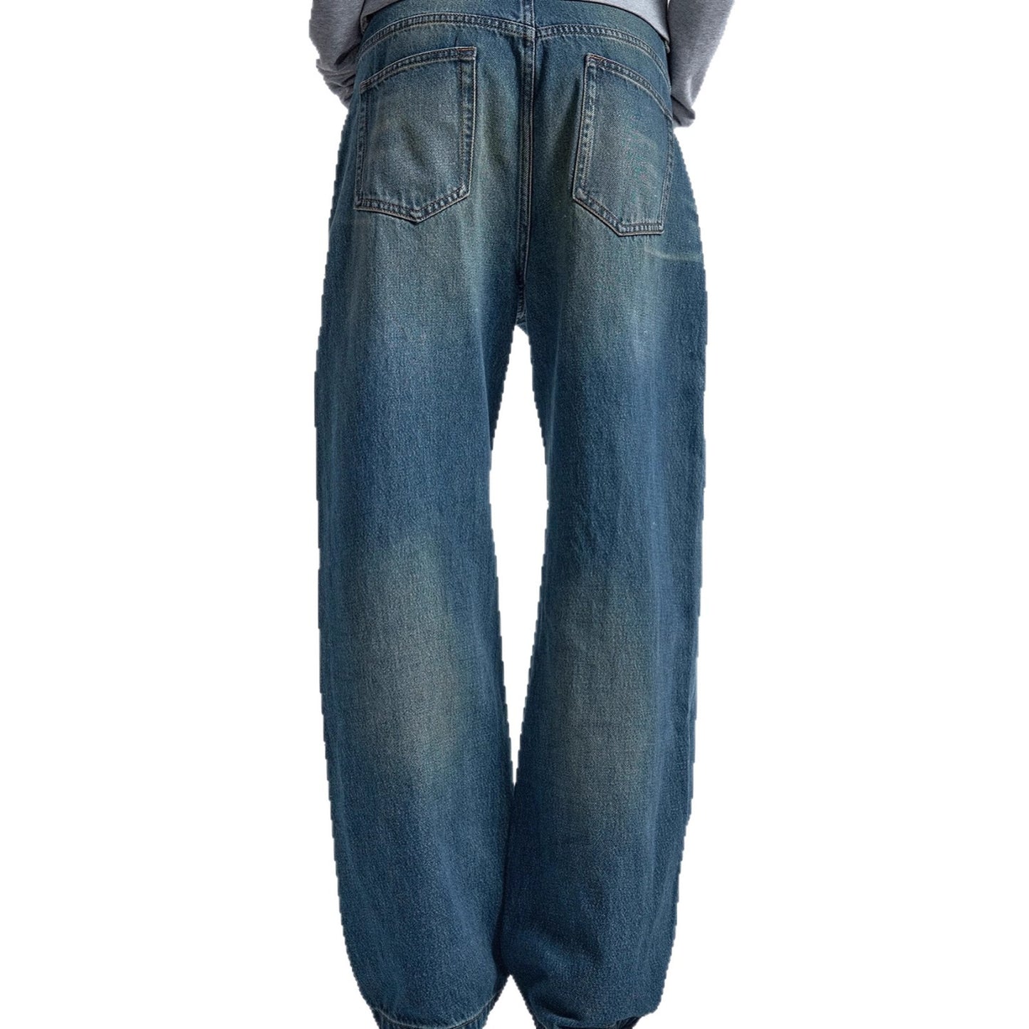 Gothic High Street Loose Jeans with Retro Style and Mid Waist Design