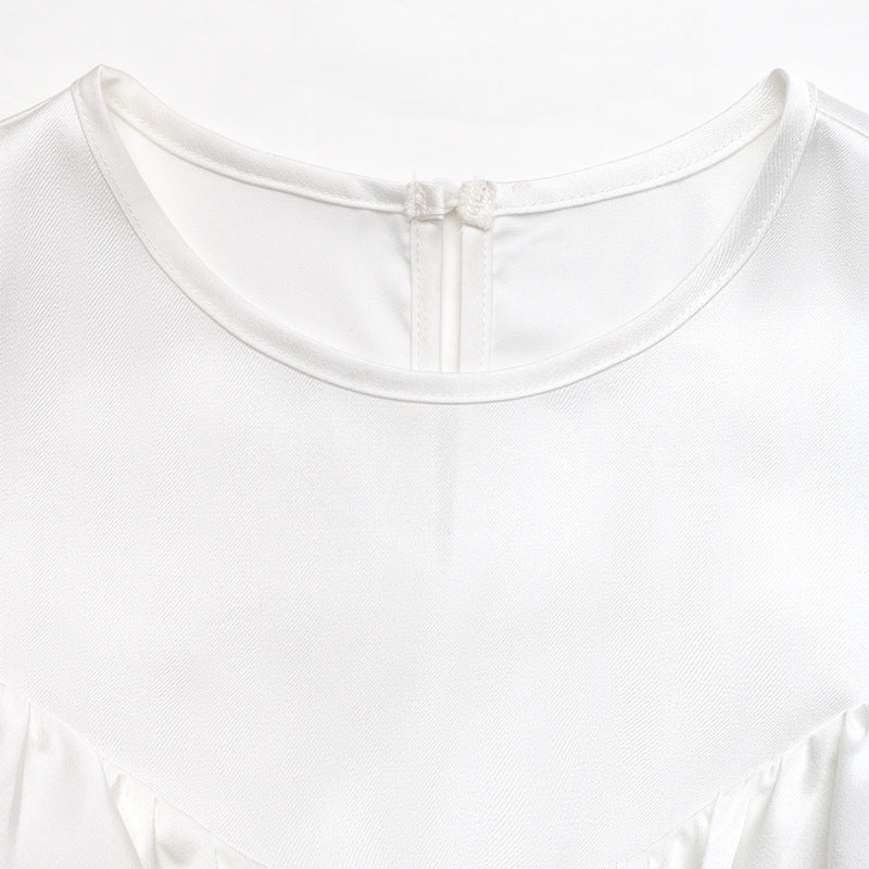 Long-sleeved Ruffled Off-the-shoulder Lace-up Shirt for Stylish Looks