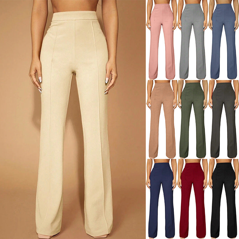 High Waist Casual Business Trousers with Pocket Design