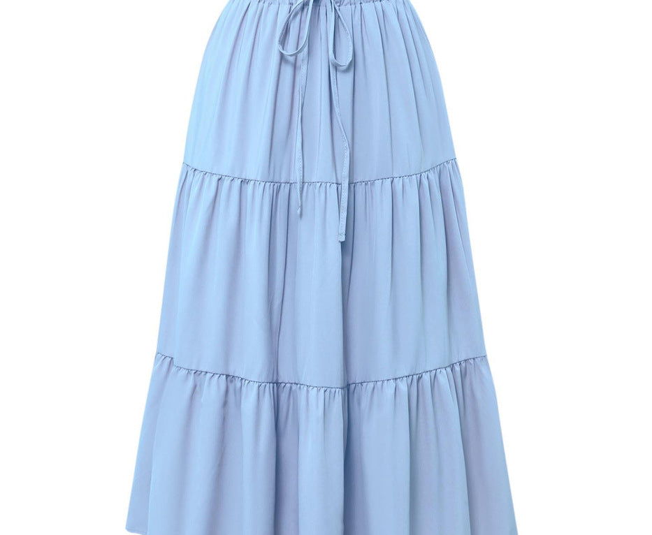 Ruffle Pocket Skirt with Solid Color Stitching for Stylish Outfits