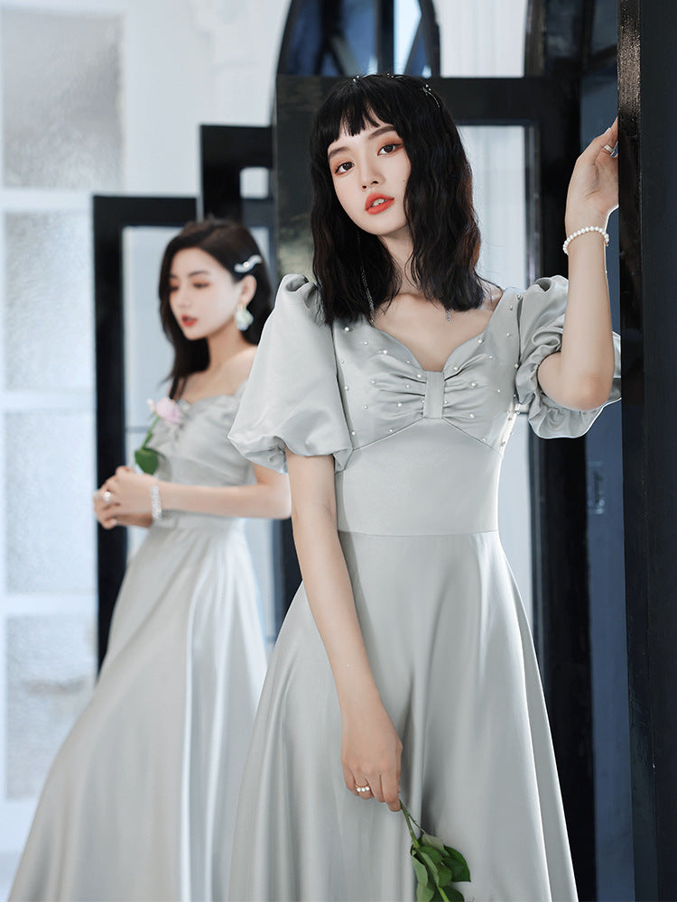 Avocado Green Satin Bridesmaid Dress for Spring Events