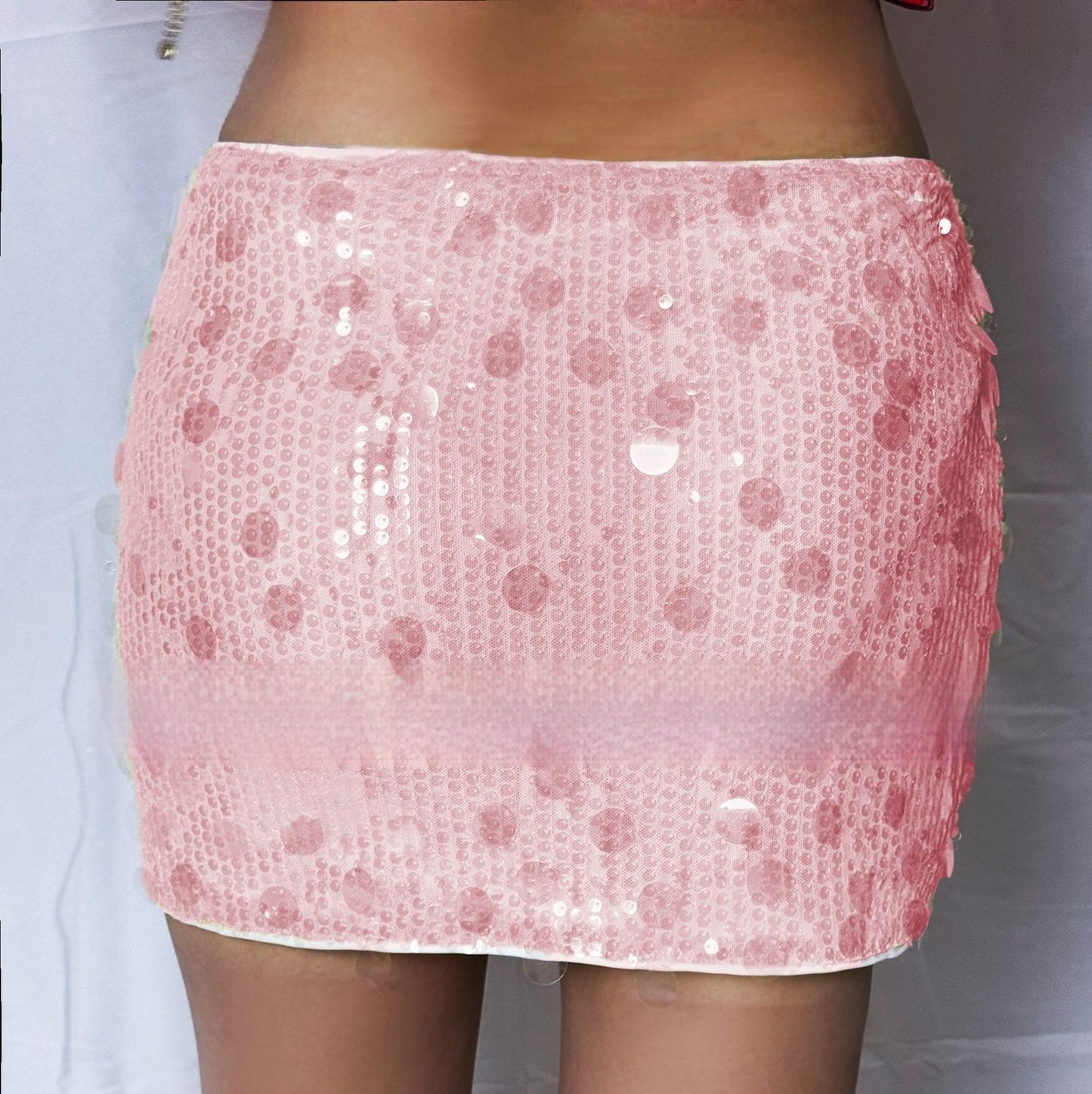 Slim-fit Sequined Short Skirt with Hip-wrapped Design