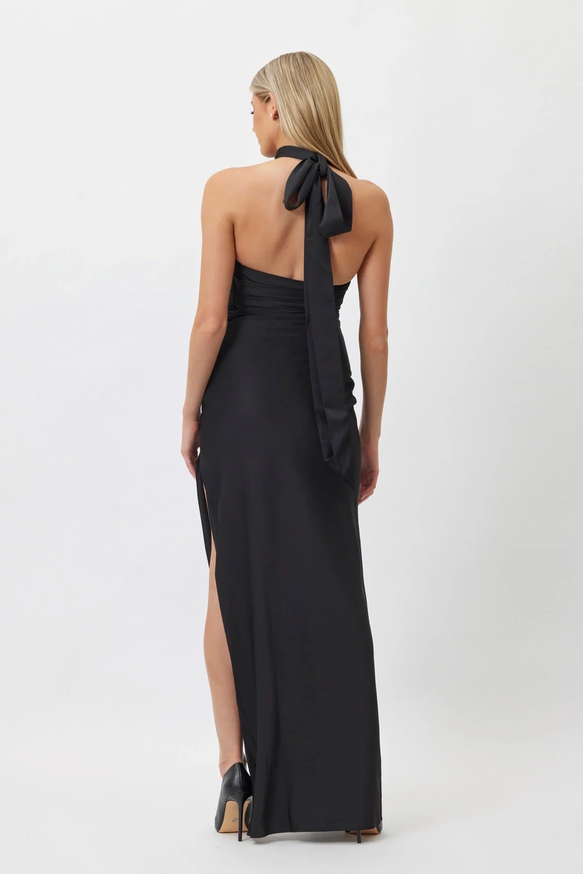 Halter Long High Sense Dress with Backless Design and Asymmetric Skirt