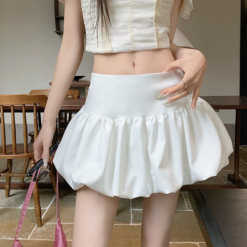 Ballet Style White Bud Skirt with Korean Fashion Charm