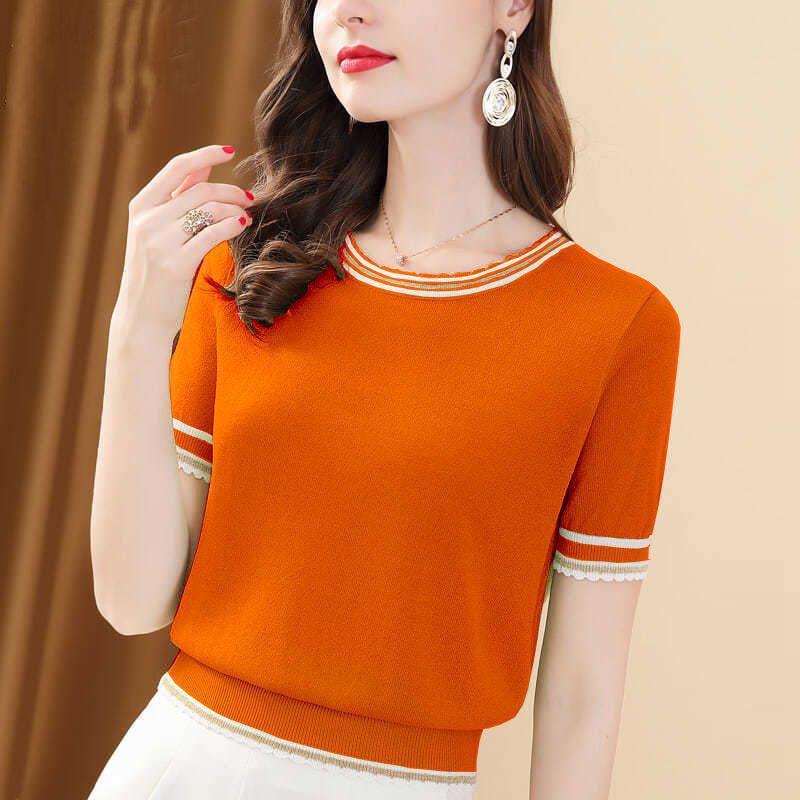 Ice Silk Short-Sleeved T-shirt with All-Match Style Options