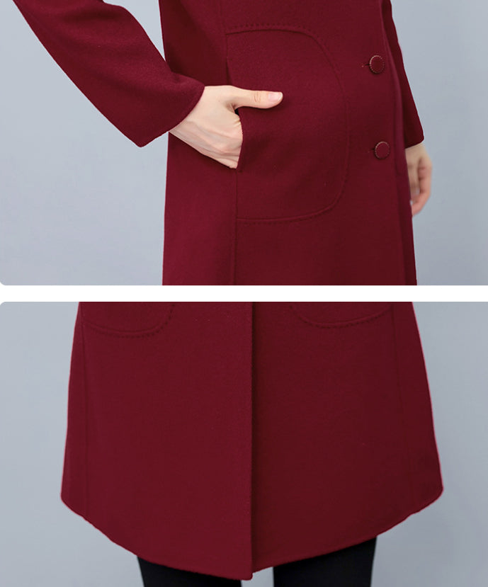 Woolen Coat with Slim Fit Design for Chic Fall and Winter Style