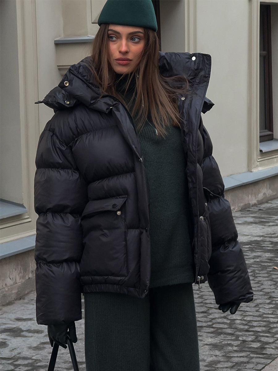 Cottonpadded Overcoat Jacket with Square Pockets for Ultimate Warmth