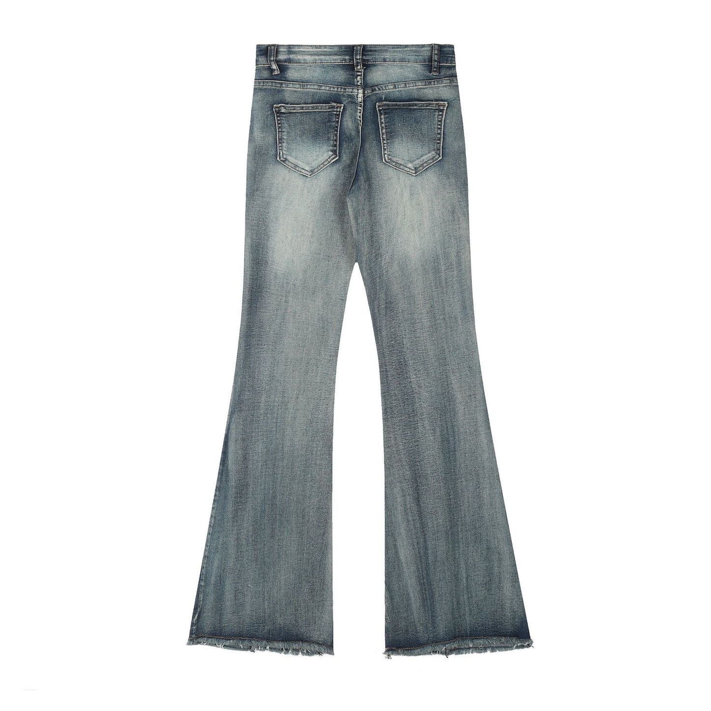 Flared Frayed Jeans with Stretchy Comfort for Effortless Style