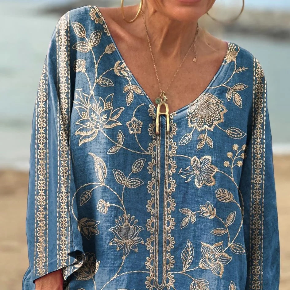 Floral Print Long Sleeve Shirt with Casual Japanese Style