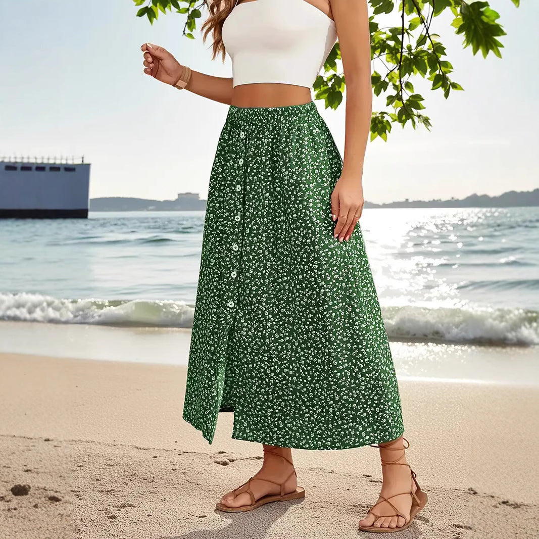 A-Line Skirt with Self-Tie and Embroidery Design for Summer Style
