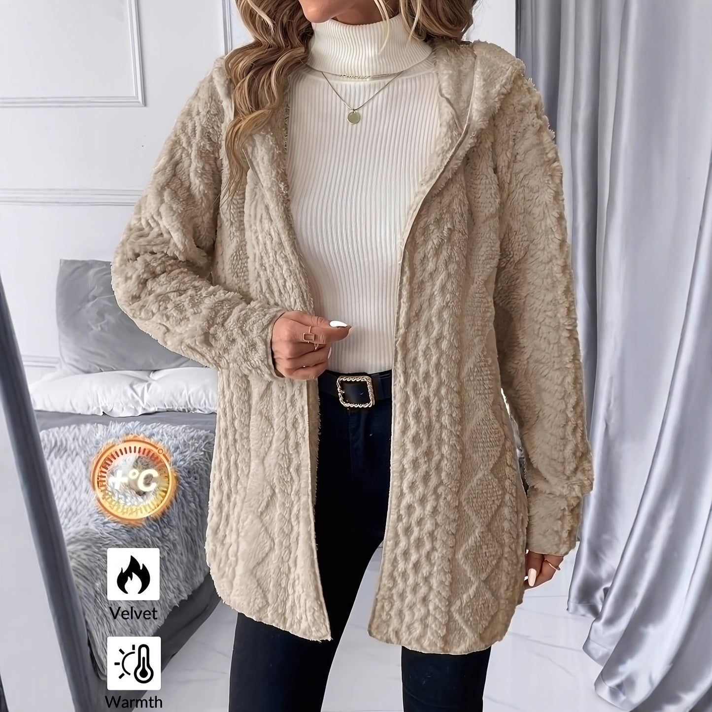 Casual Solid Color Hooded Zipper Jacket with Loose Fit Style