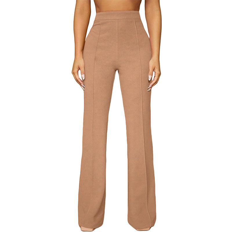 High Waist Casual Business Trousers with Pocket Design