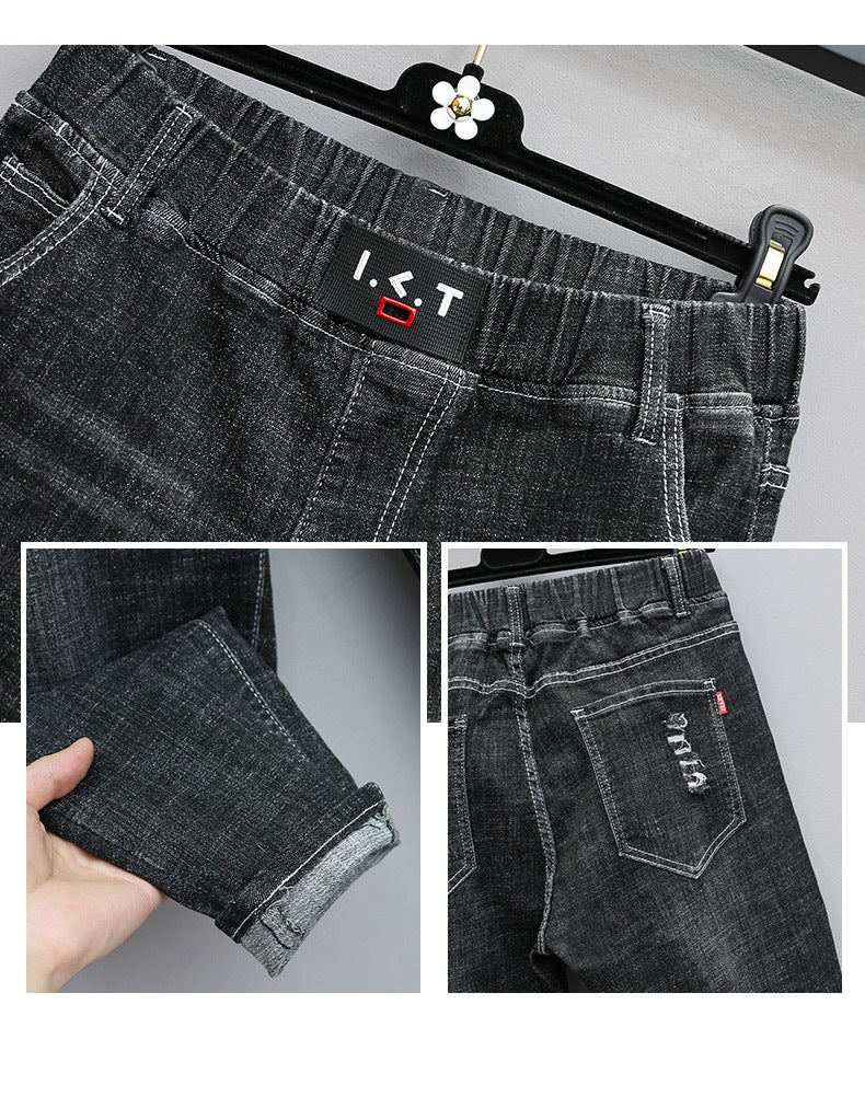 Plus Size Stretch High Waist Jeans with Cropped Denim Style