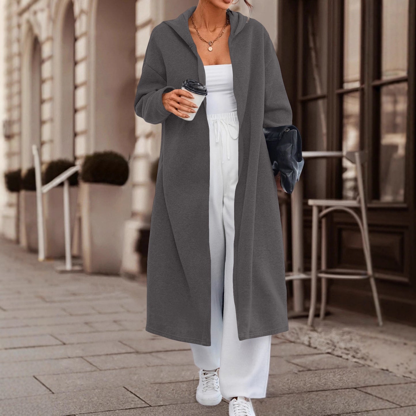Long Cardigan Jacket with Versatile Colors and Cozy Fabric