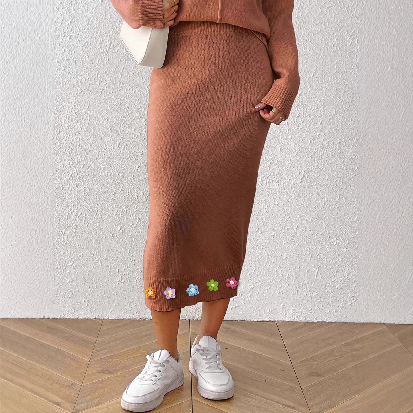 Crocheted Decorative Skirt with Unique Three-Dimensional Flower Design