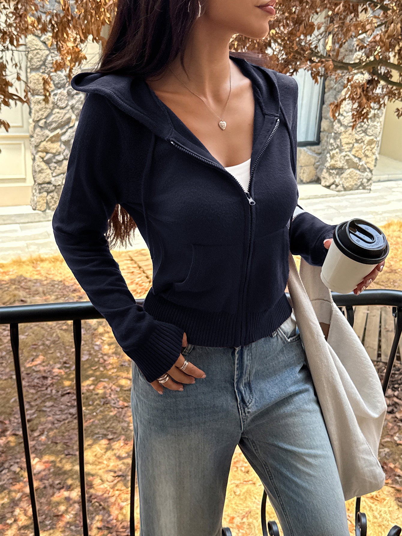 Hooded Wool Coat Sweatshirt with Long Sleeves and Comfortable Fit
