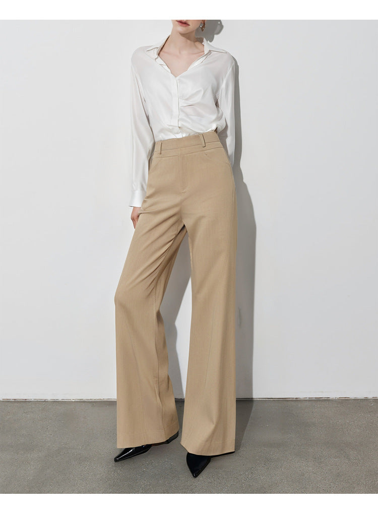 Wide Leg Pants with Draping Effect for Effortless Style and Comfort
