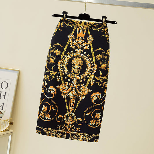 Pencil Skirt with Elegant Printed Design for a Chic Look