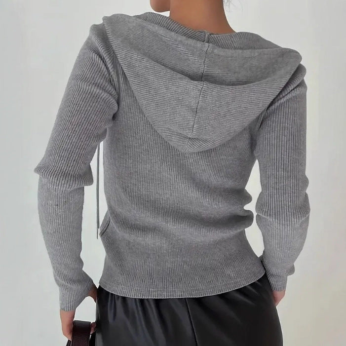 Slim-fit Zipper Hooded Jacket Coat with Casual Cardigan Style