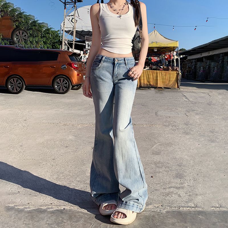 Bell-bottom Jeans with Slim Fit Stretch for Effortless Style