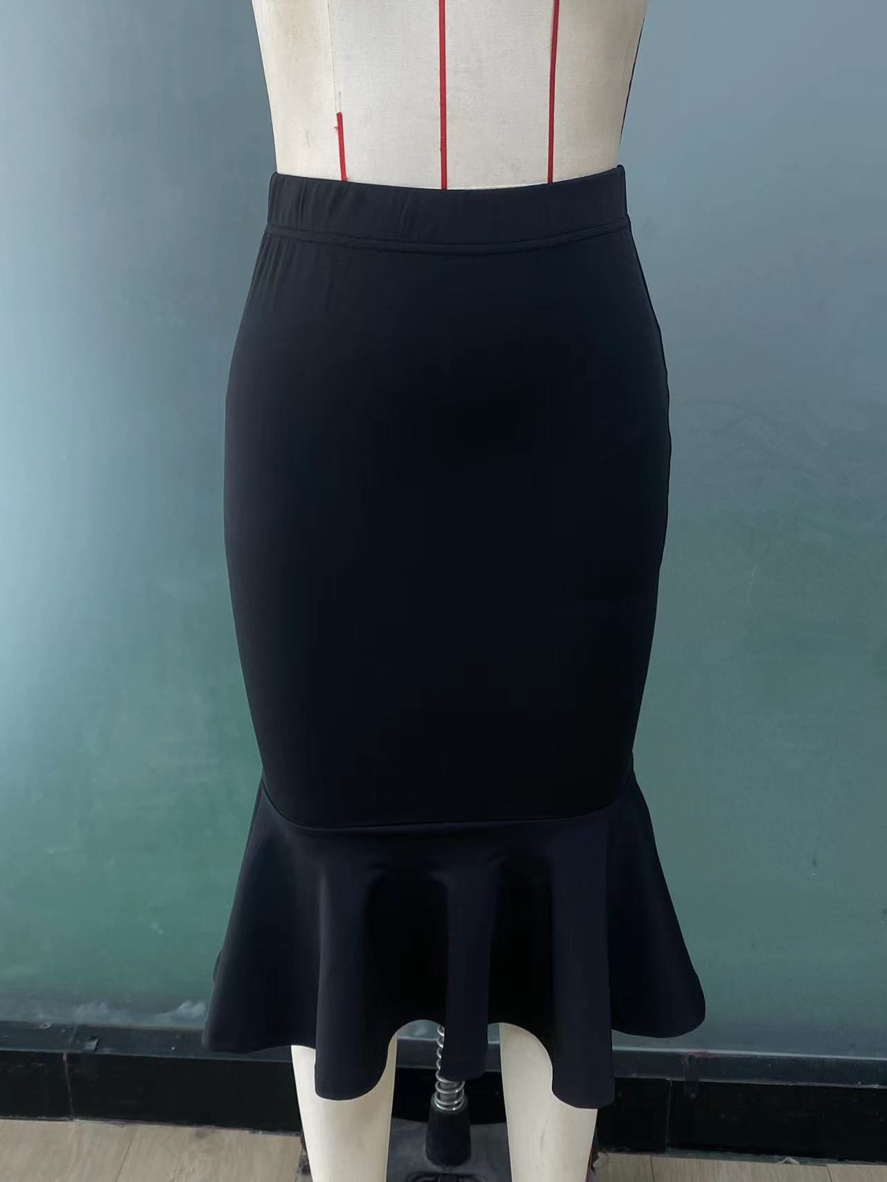 Fishtail Elastic Skirt with Elegant Style and Zipper Detail