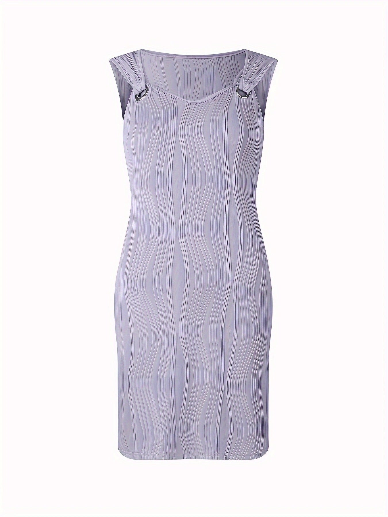 Solid Color Water Wave Pattern Sleeveless Dress for Any Occasion
