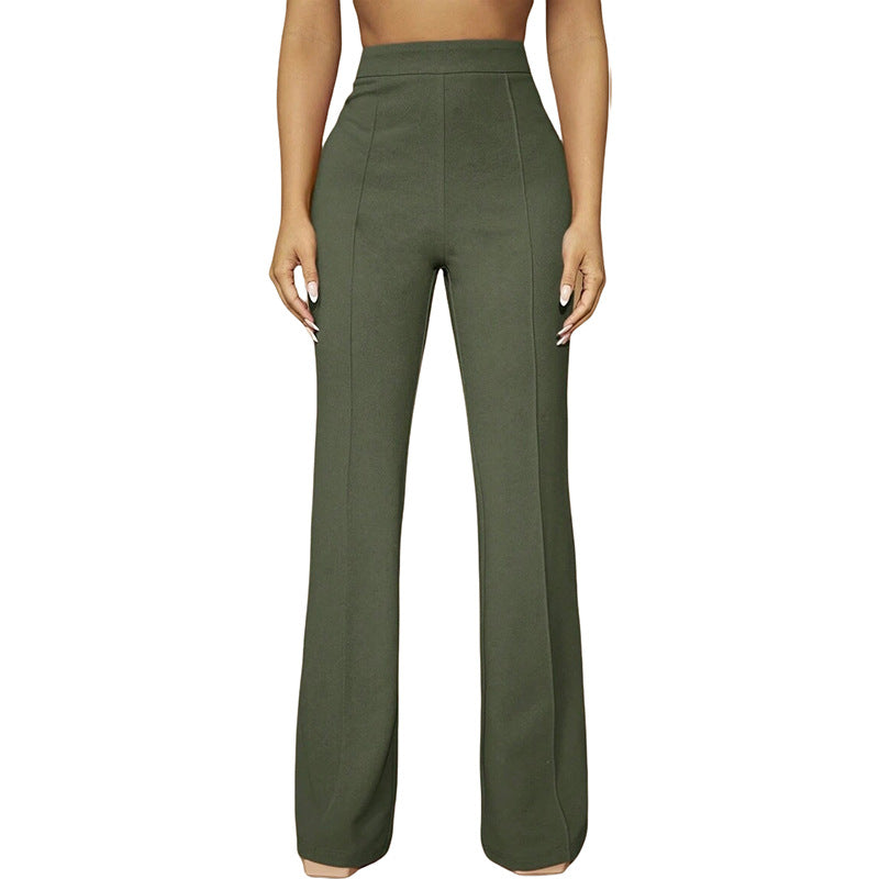 High Waist Casual Business Trousers with Pocket Design