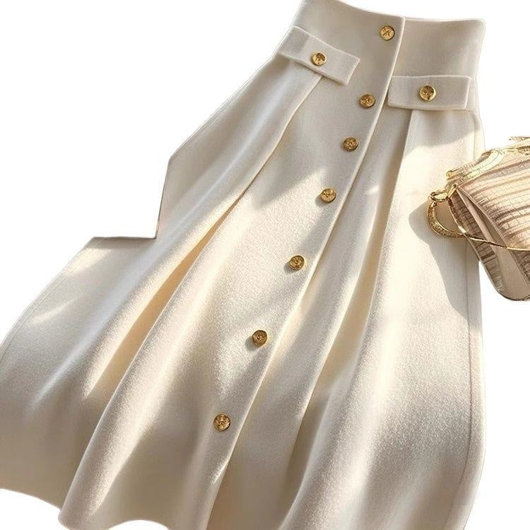 High Waist Slimming Draping Dress with Embroidery Detail