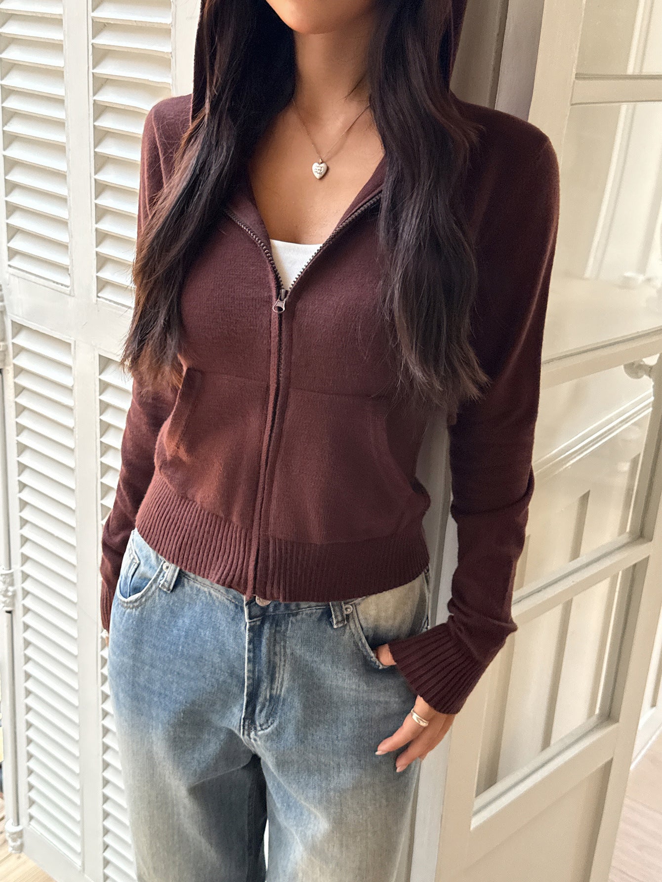 Hooded Wool Coat Sweatshirt with Long Sleeves and Comfortable Fit