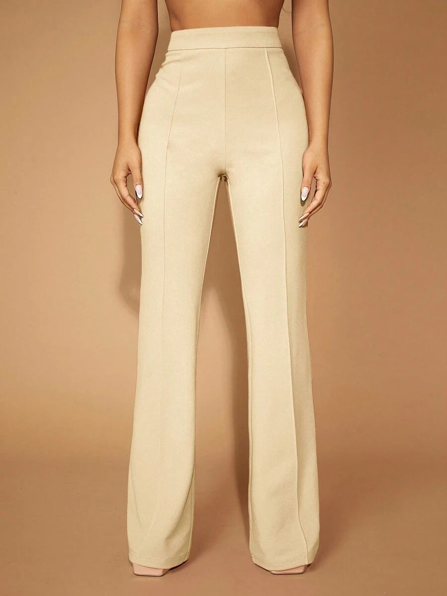 High Waist Casual Business Trousers with Pocket Design