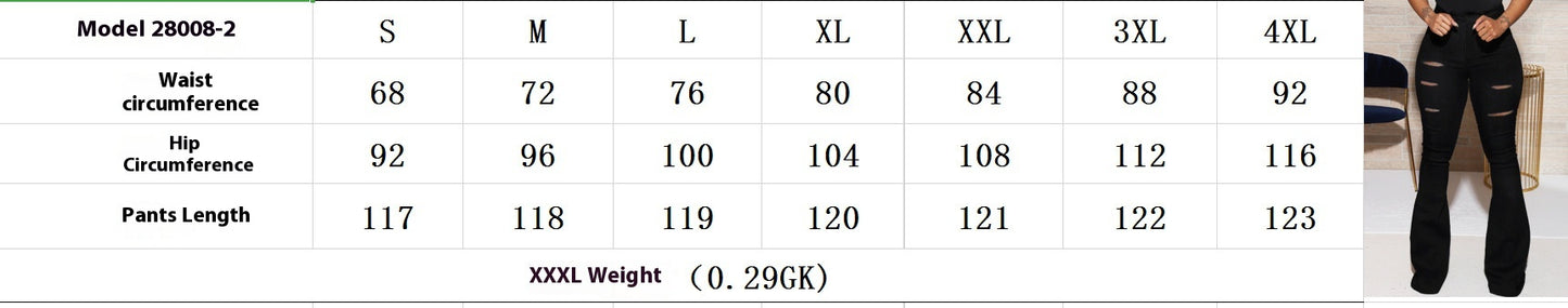 Bootcut Trousers with High Waist Design and Ripped Details