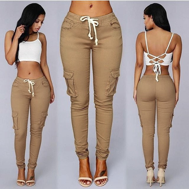 Multi-Pocket Casual Pants with Drawstring for Comfortable Fit