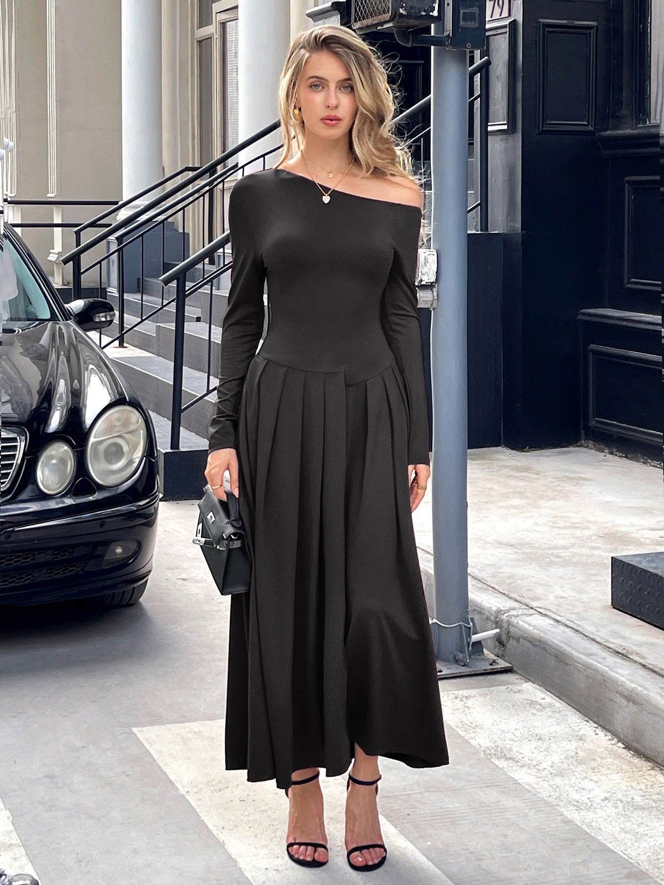 High Waist Long Skirt Dress with Versatile A-Line Style