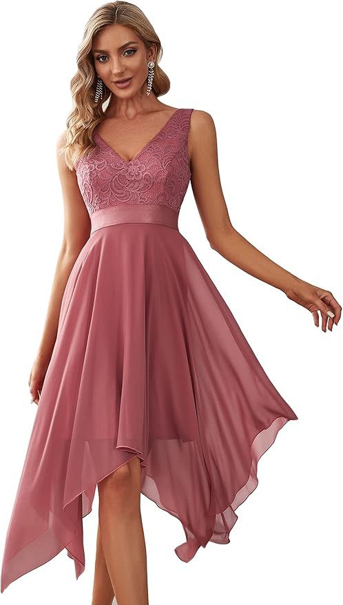 Lace Chiffon Cocktail Gown with Elegant Long Skirt Design