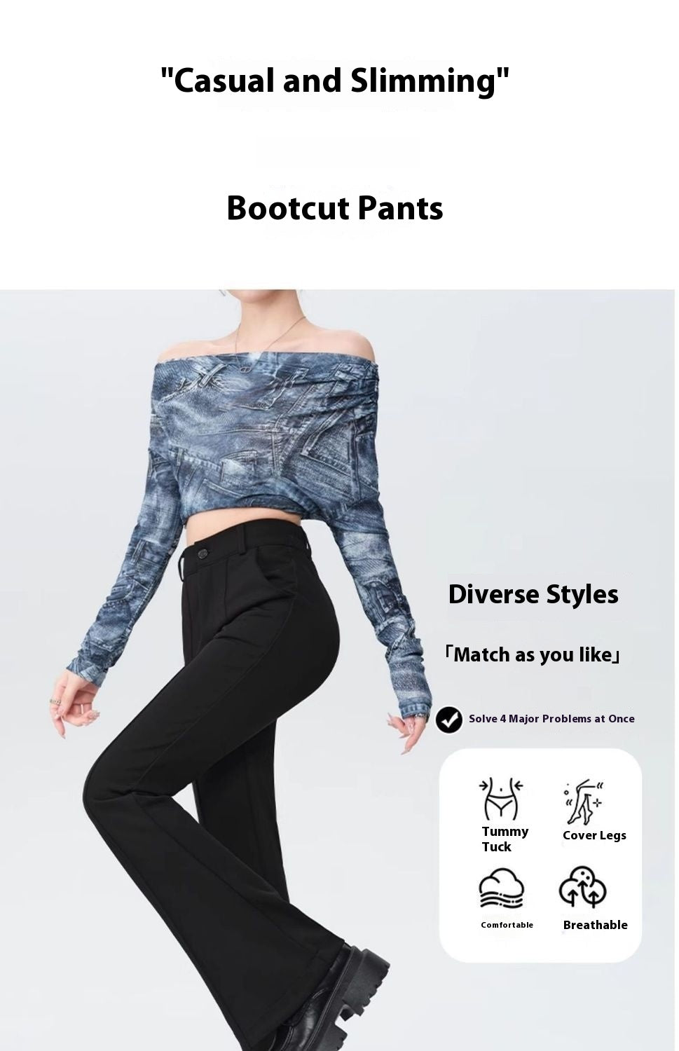 High Waist Anti-Wrinkle Slimming Flared Pants for Effortless Style