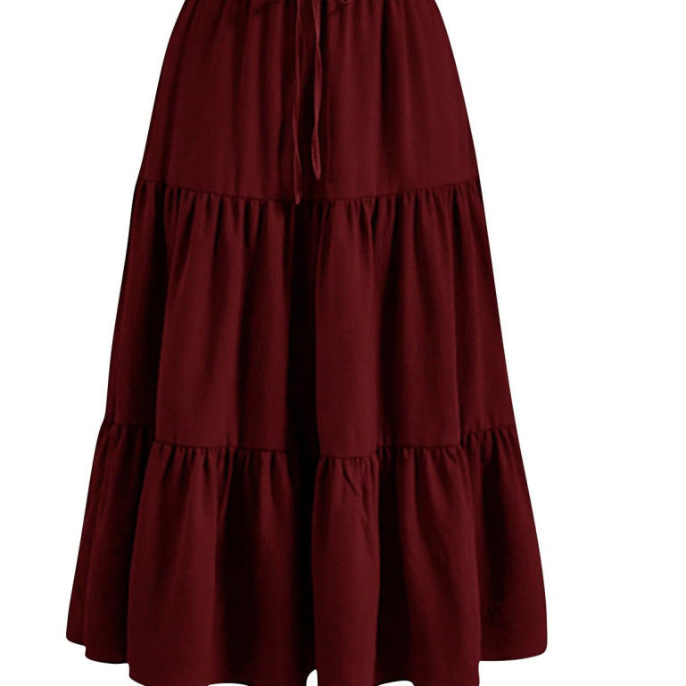 Ruffle Pocket Skirt with Solid Color Stitching for Stylish Outfits