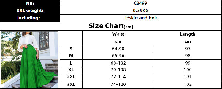 Pleated Long Skirt with Elastic Waistband for Comfortable Fit